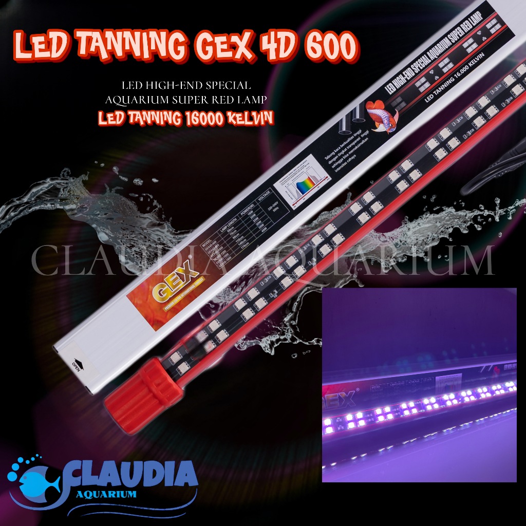 Lampu LED View Tanning Arwana SAKKAI PRO T8 4D GEX 600 16000K 18W Special Super Red Lamp Led Aquarium 50 CM