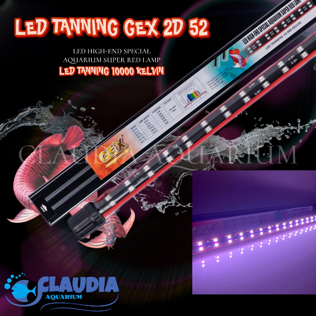 Lampu LED View Tanning Arwana SAKKAI PRO T8 2D GEX 52 10000K 12W Special Super Red Lamp Led Aquarium