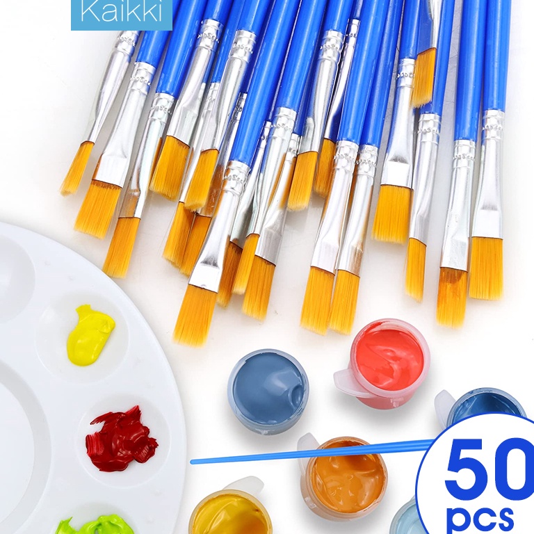 

Terb4ruy Kakki 50pcs cat air biru flat tip sikat runcing sikat nilon sikat menelusuri sikat kuku seni sikat sikat set On Sale