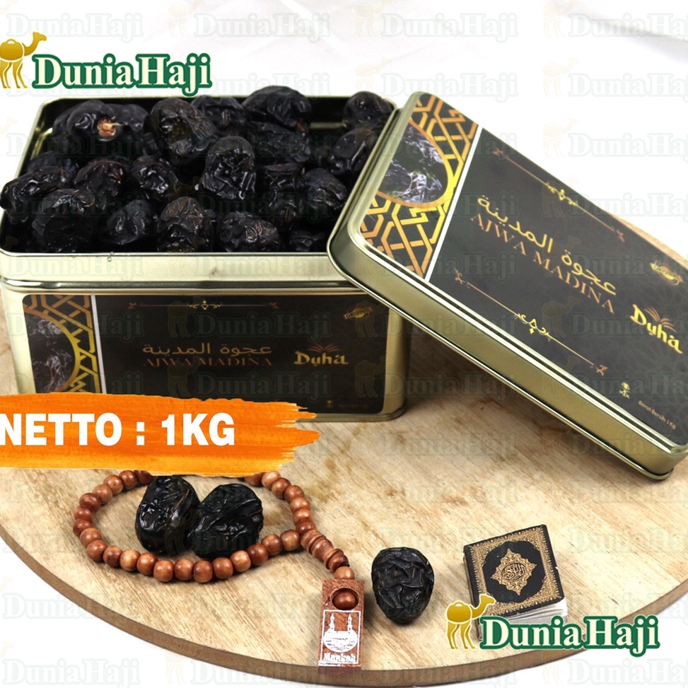 

D!skon Pr0mo Kurma Ajwa 1KG Lembut Kemasan KALENG / Azwa Ajwah Kurma Nabi Empuk 100% Asli Madinah Premium Exclusive Ready Stock