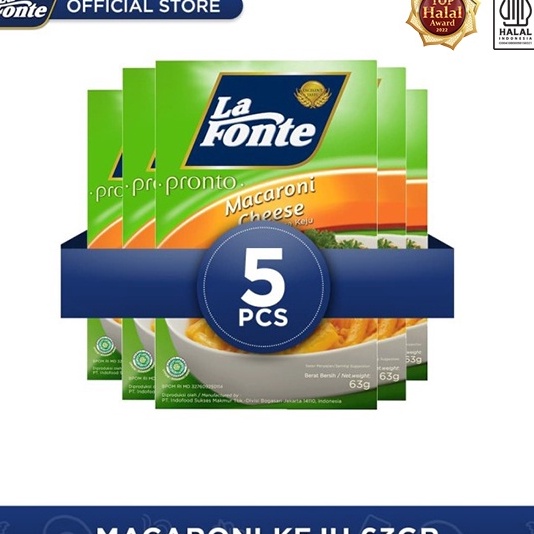 

QBZD3680 Terlaku... La Fonte Macaroni Keju 63gr - 5 Pcs