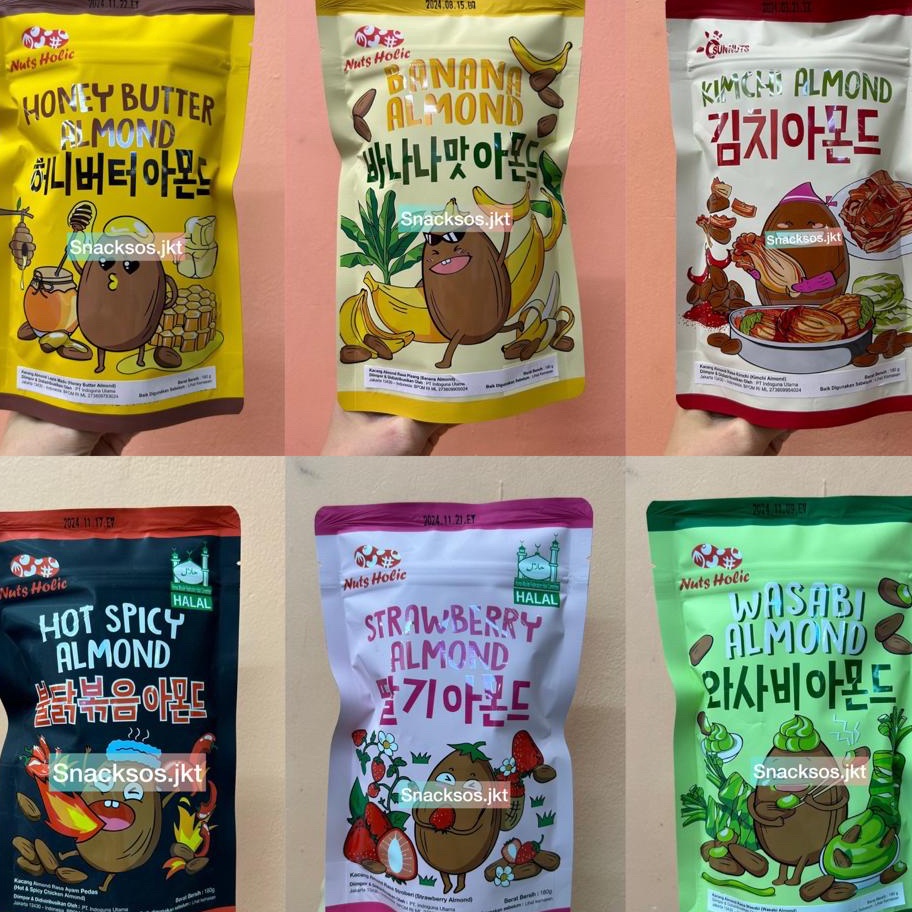 

Kode ETZ538 [BIG 180G] NUTS HOLIC HONEY BUTTER ALMOND / STRAWBERRY ALMOND / KIMCHI ALMOND / BANANA ALMOND / HOT & SPICY ALMOND / WASABI ALMOND