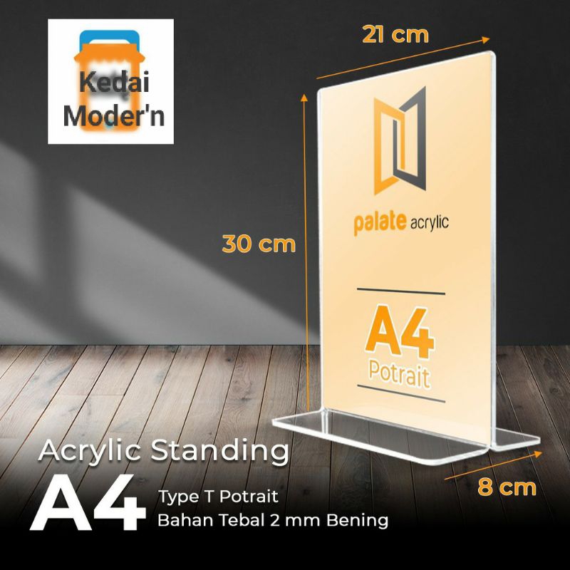 

akrilik Tempat Brosur A4/Display Harga/Tent Holder A4 Dua sisi