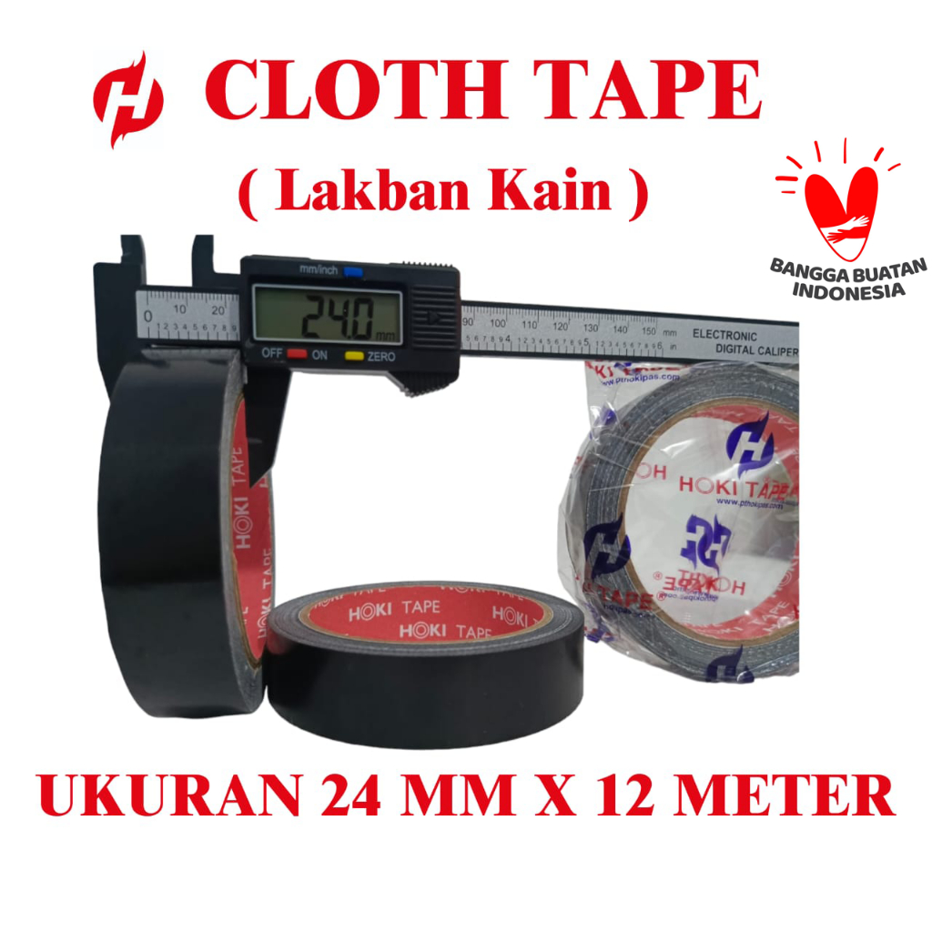 

Lakban kain Hitam 24mm x 12meter Isolasi Cloth hitam..009