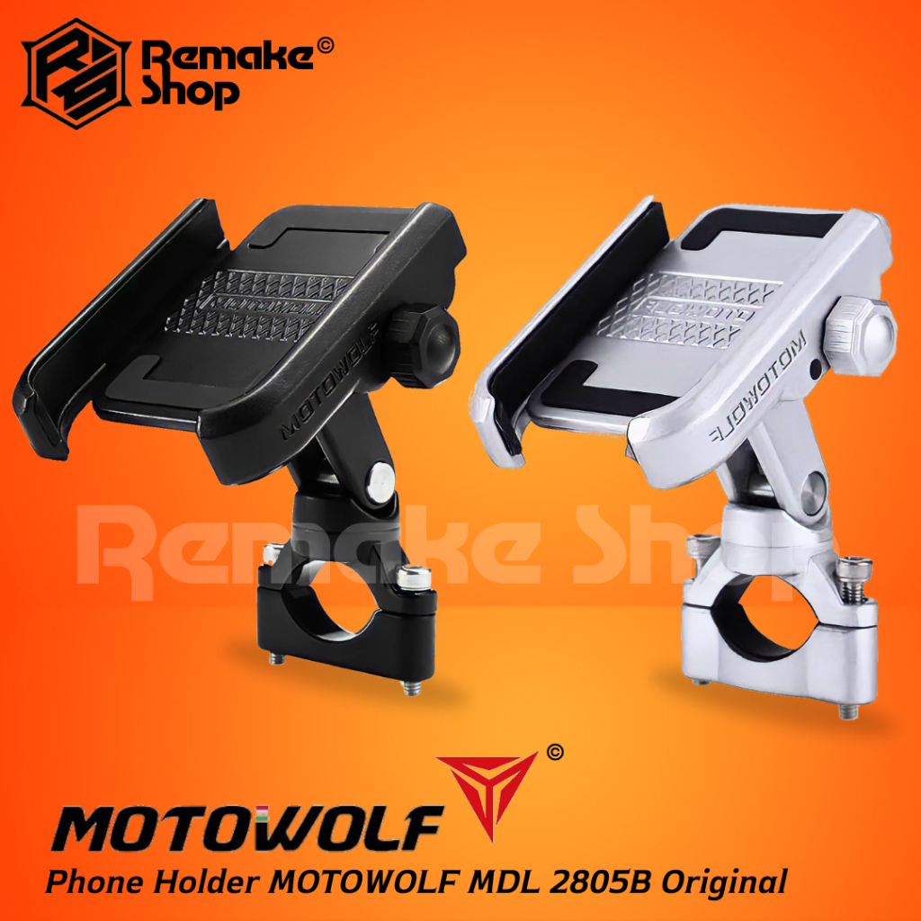 MOTOWOLF Holder HP Motor Full Besi Alumunium Alloy Anti Getar Dudukan Ponsel Tempat Handphone Stang