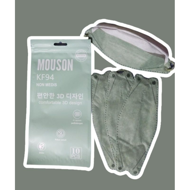 Masker Kf94 Mouson Warna Hijau Matcha Isi 10 Pcs Earloop