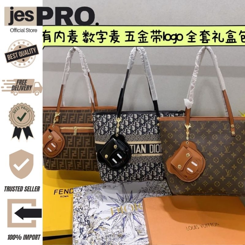 JESPRO 17 | Tas Tote Bag Dior LV F Free Box &amp; Invoice Import 1627 | Bag Christian Dior Louis Vuitton Fashion Woman Wanita Perempuan