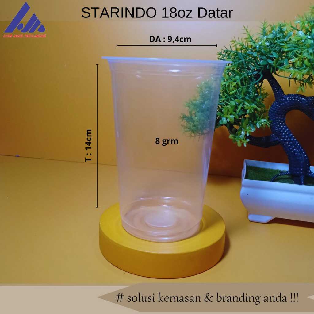 Gelas Plastik Cup Starindo 18oz  Datar 8grm