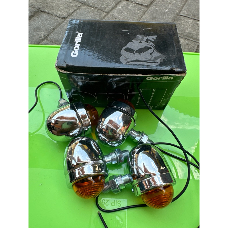 LAMPU SEN SEIN DEPAN BELAKANG BULAT ACIPY MERK GORILLA CHROME UNIVERSAL DISEMUA MOTOR CUSTOM MODIF