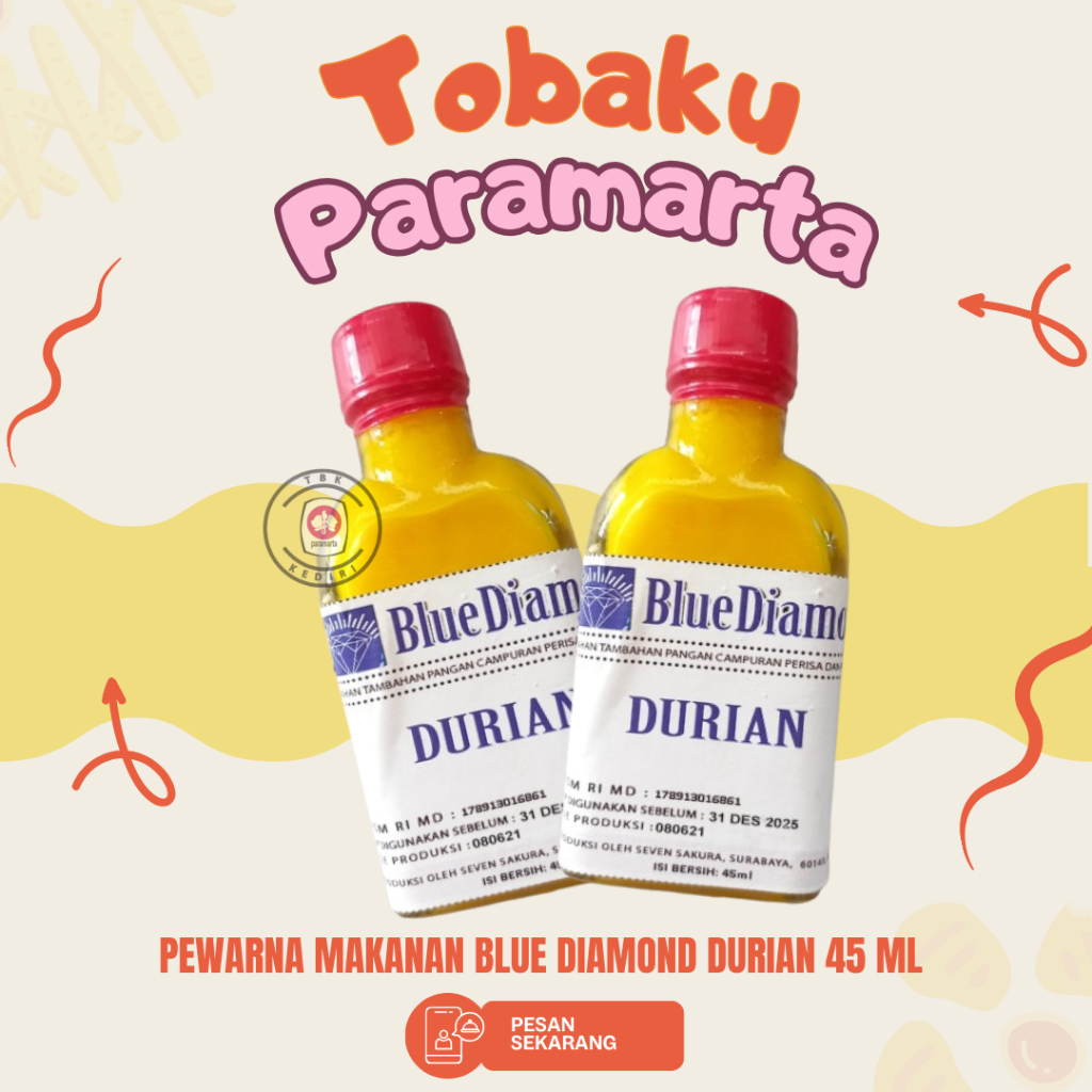 

PEWARNA DAN PERISA MAKANAN BLUE DIAMOND RASA DURIAN 45 ML / PEWARNA DAN PERISA MAKANAN BLUE DIAMOND