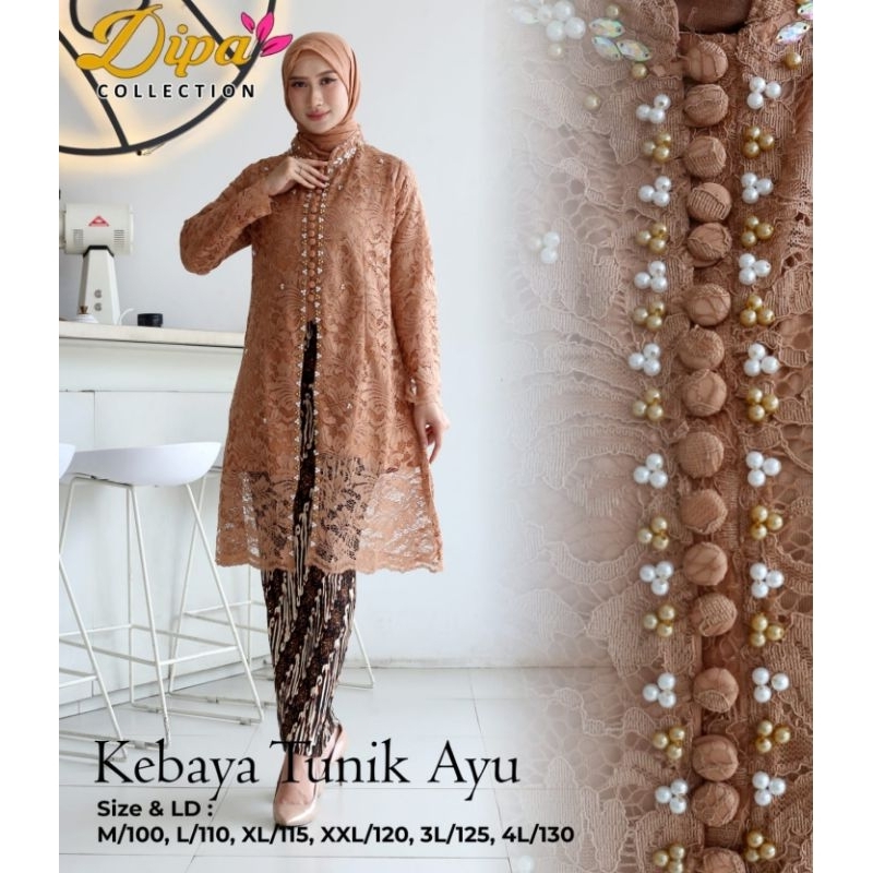 stelan kebaya tunik ayu Payet Dipa / kebaya kurung brokat / kebaya busui / kebaya muslim / kebaya ju