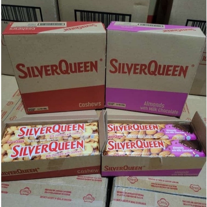 

✨COD✨ PROMO Silverqueen Mede/Almond 58 gram 1 box (isi 10 pcs) 