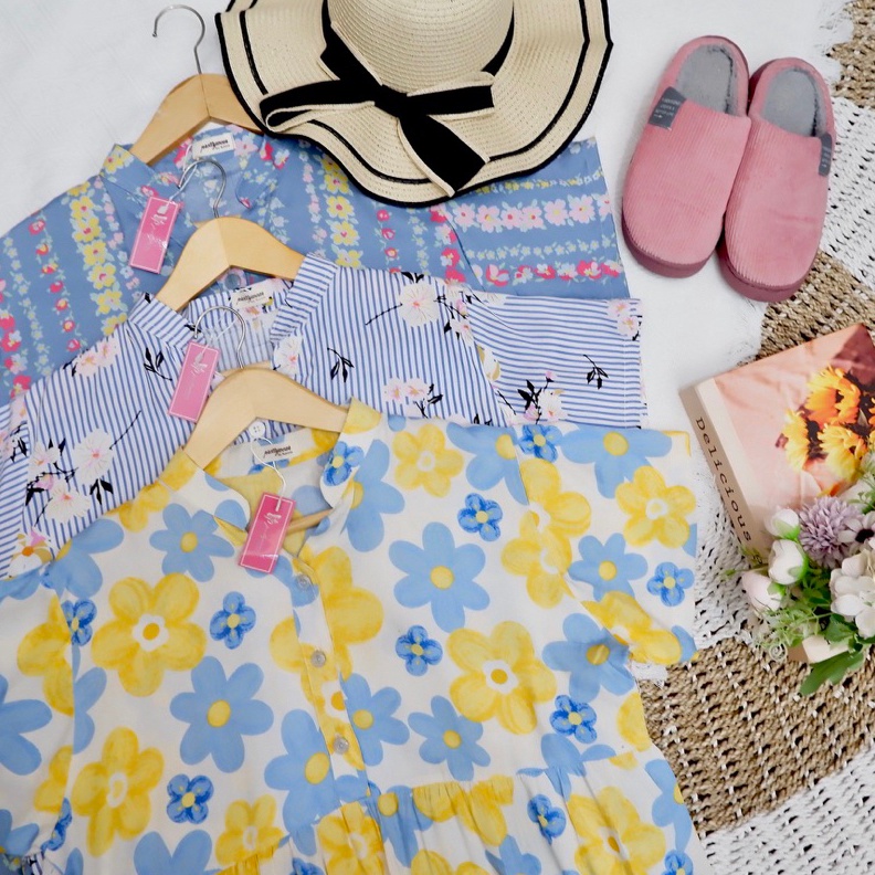 Grosiran Murah NONA DRESS | MIDI DRESS TUNIK DASTER PIYAMA HOMEDRESS HOMEWEAR ATASAN BAWAHAN PAKAIAN