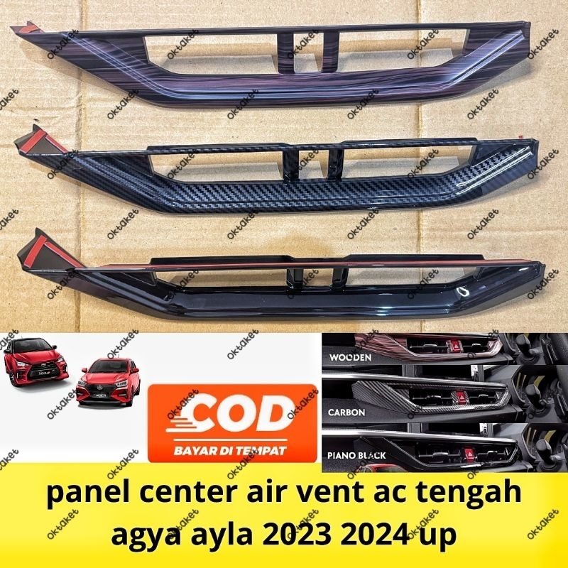 Panel Ventilasi AC Tengah Agya Ayla 2023-2025 Warna Hitam Carbon atau Kayu