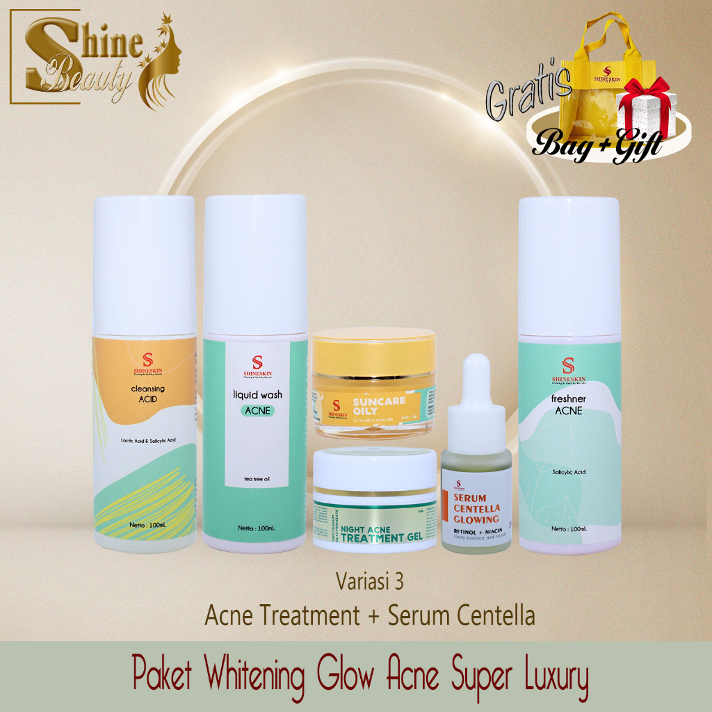 Shineskin Paket Acne Whitening Glow Super Luxury