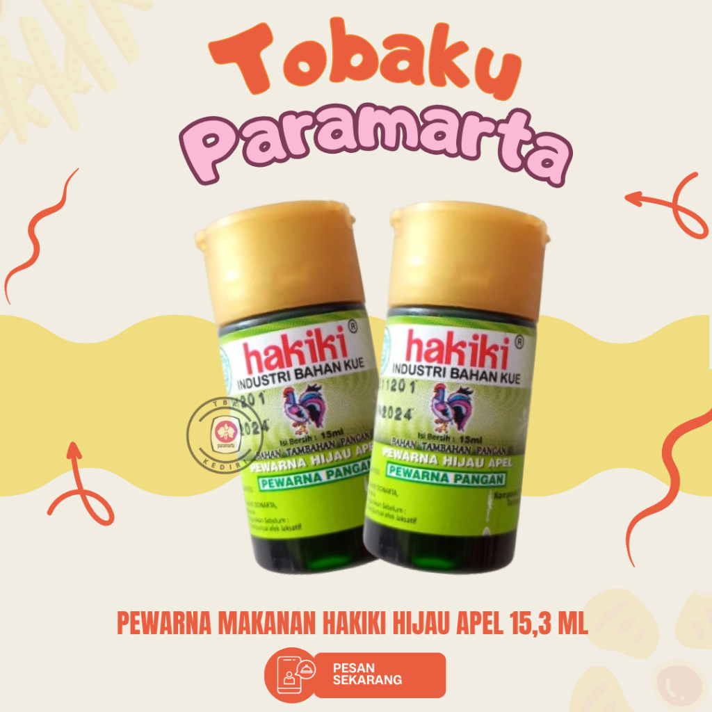 

PEWARNA MAKANAN HAKIKI HIJAU APEL 15 ML / PEWARNA MAKANAN HAKIKI