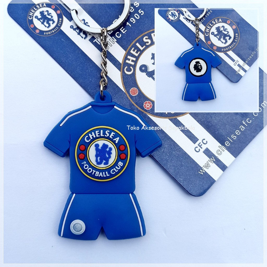 Gantungan Kunci Setelan Jersey Pemain Sepakbola Logo Klub Chelsea The Blues