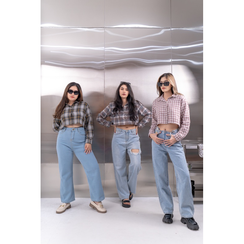 Flanel Crop Top | Kemeja Flanel Wanita | Atasan Wanita