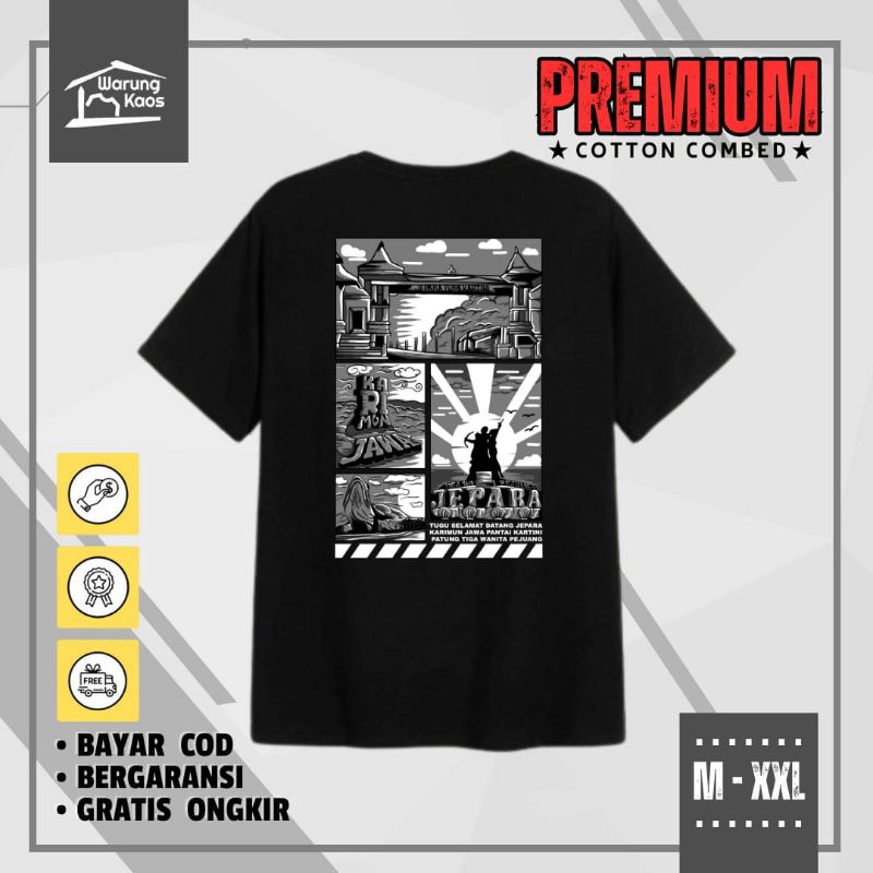 [ WARUNGKAOS ] KAOS SOUVENIR JEPARA BUMI KARTINI / KAOS DISTRO JEPARA KARIMUN JAWA KATUN COMBED 30s