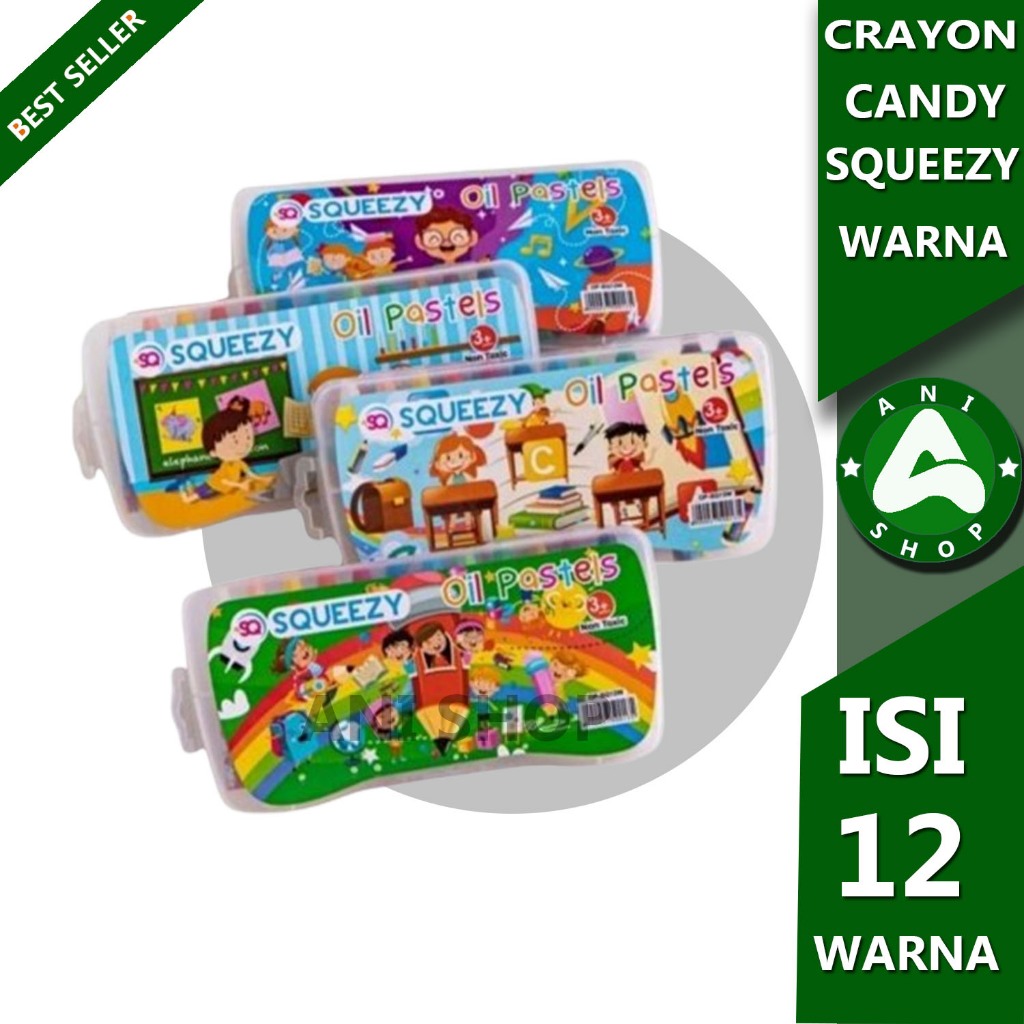 

SQUEEZY KRAYON CANDY OIL PASTLES 12 WARNA MURAH ANI SHOPP