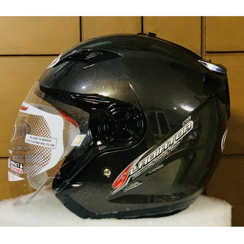 NHK Gladiator Solid Gun Met Glossy - Double Visor NHK GLADIATOR SOLID