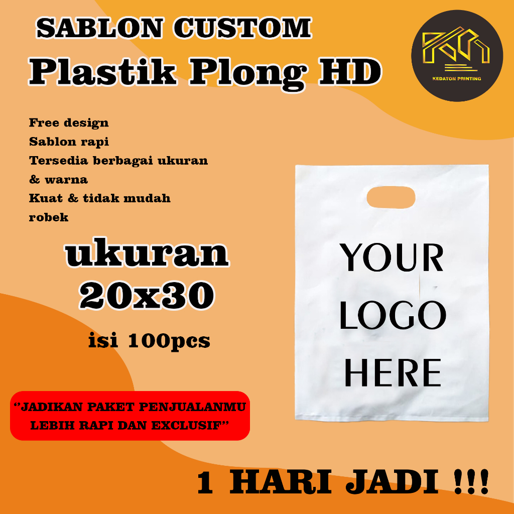 

Platik Sablon Plong HD 100pcs Packing Kantong HD Plong 20x30 Plastik Kemasan/MURAH/FREE DESIGN