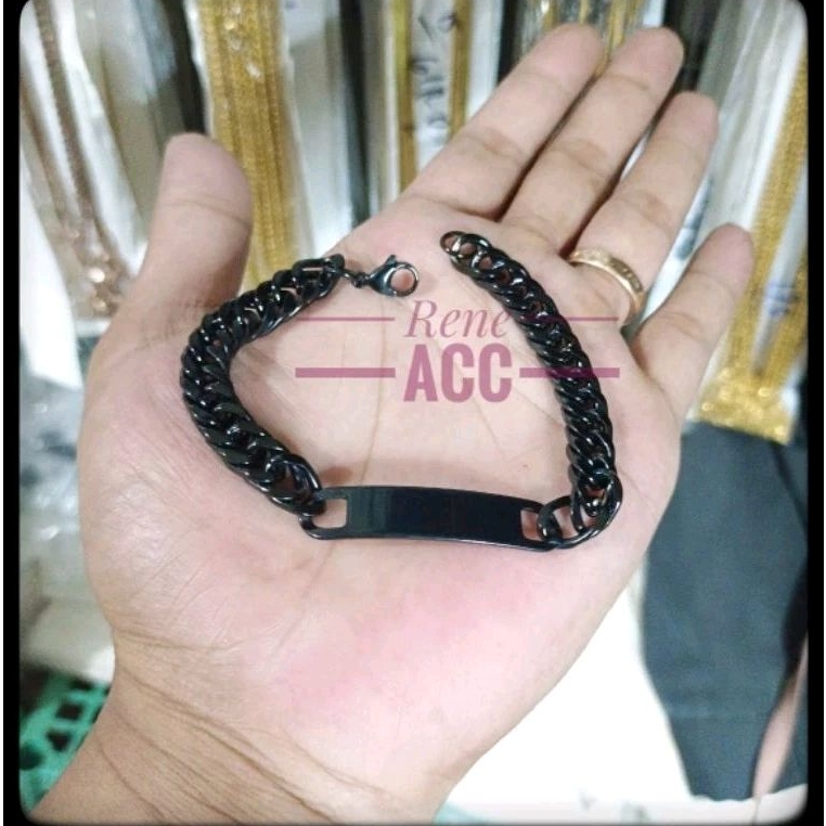 Gelang Titanium Pria Wanita Hitam