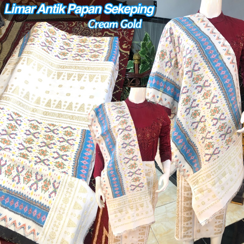 Songket Limar Antik Papan Sekeping Putih Cream /songket tenun asli palembang /ilham songket palemban