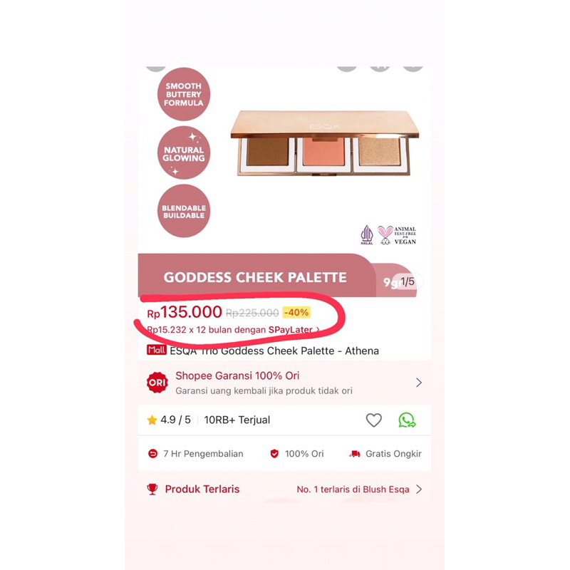 ESQA GODDESS CHEEK PALLETE ATHENA bronzer blush highliter esqa sale