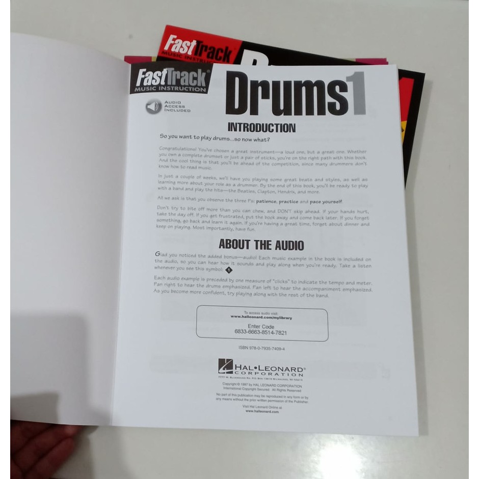 Buku drum Fasttrack drum method 1 fast track drums book 1