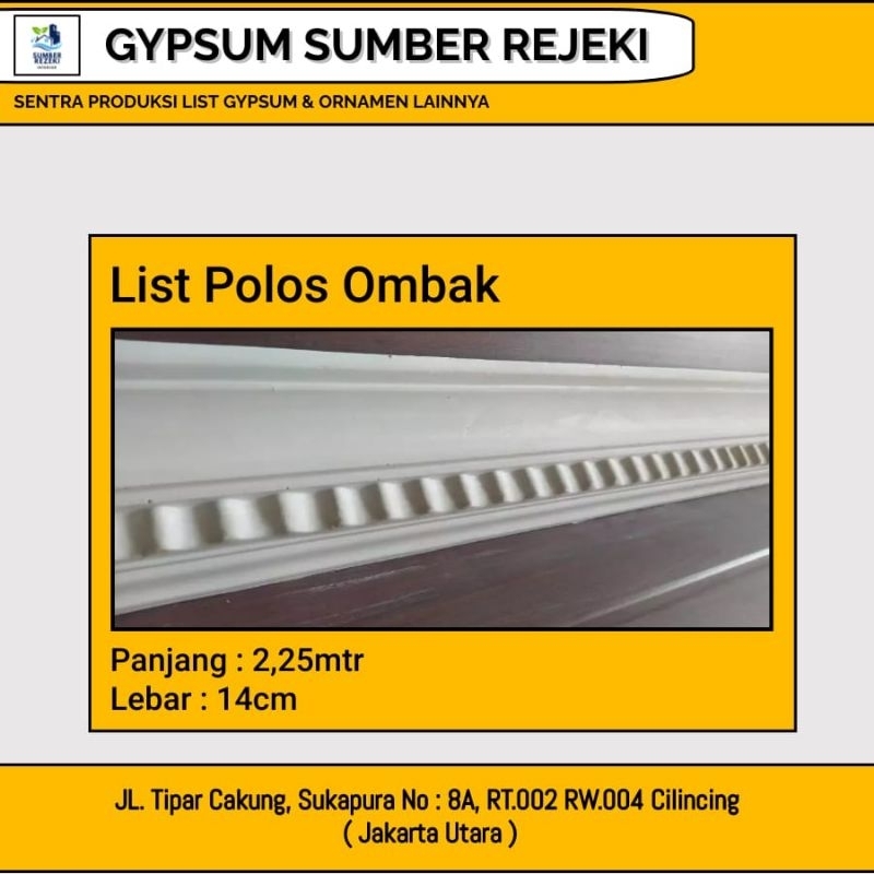 Lis/List Profil Gypsum Plafon, Motif Ombak