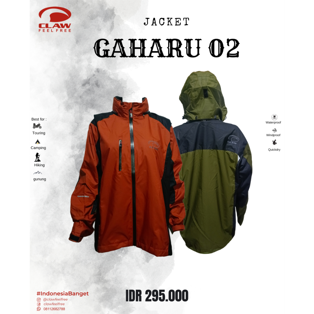 Jaket Claw - GAHARU 02 - Jaket Gunung - Jaket taslan - waterproof