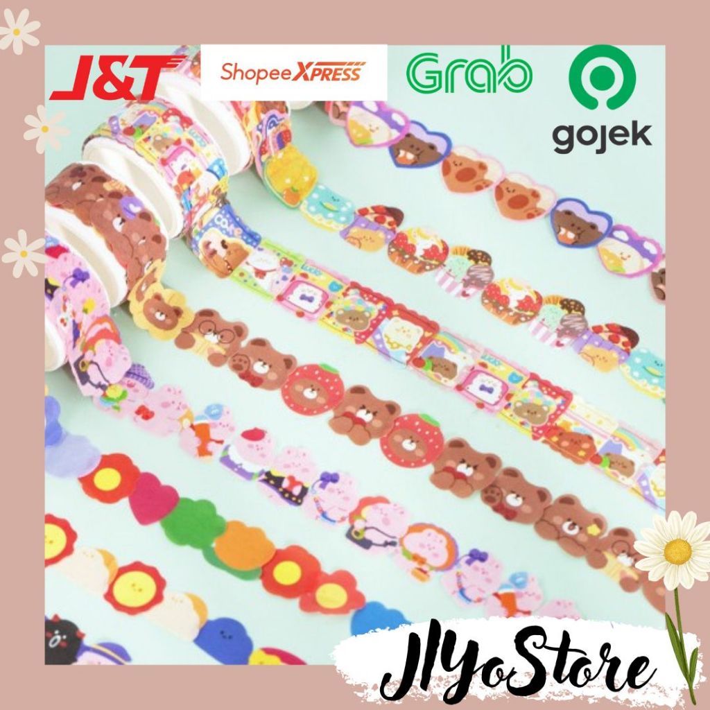 

100 pcs - Sticker Stiker Roll Label Dekorasi Hiasan Aksesoris Bujo Journaling Scrapbook Daily Planner Budgeting Diary Perlengkapan Sekolah Kado Hadiah Tema Hewan Beruang Love Aesthetic Lucu Diskon Gratis Ongkir SPN