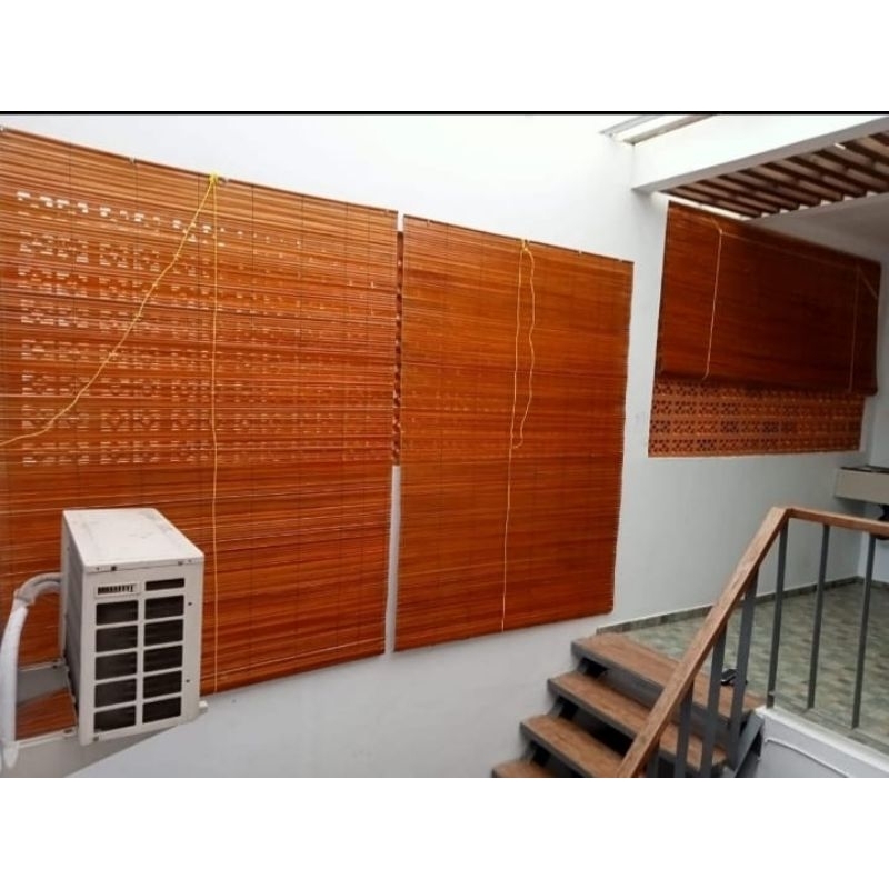 tirai bambu krey sawit kulit outdoor + tali penggulung