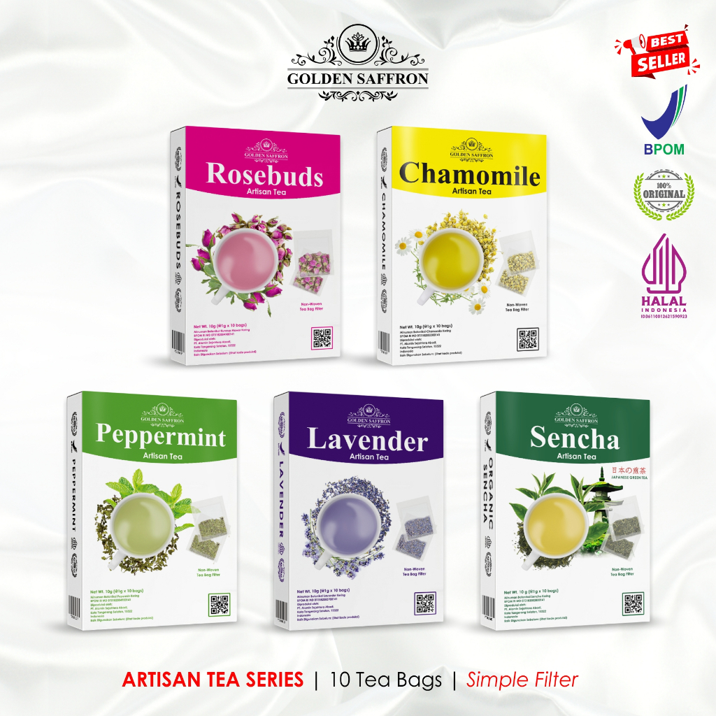 

Lavender / Chamomile / Rosebuds / Peppermint / Sencha / Teh Bunga Herbal Tea Celup Box Kecil BPOM Simple Filter 10 Tea bags