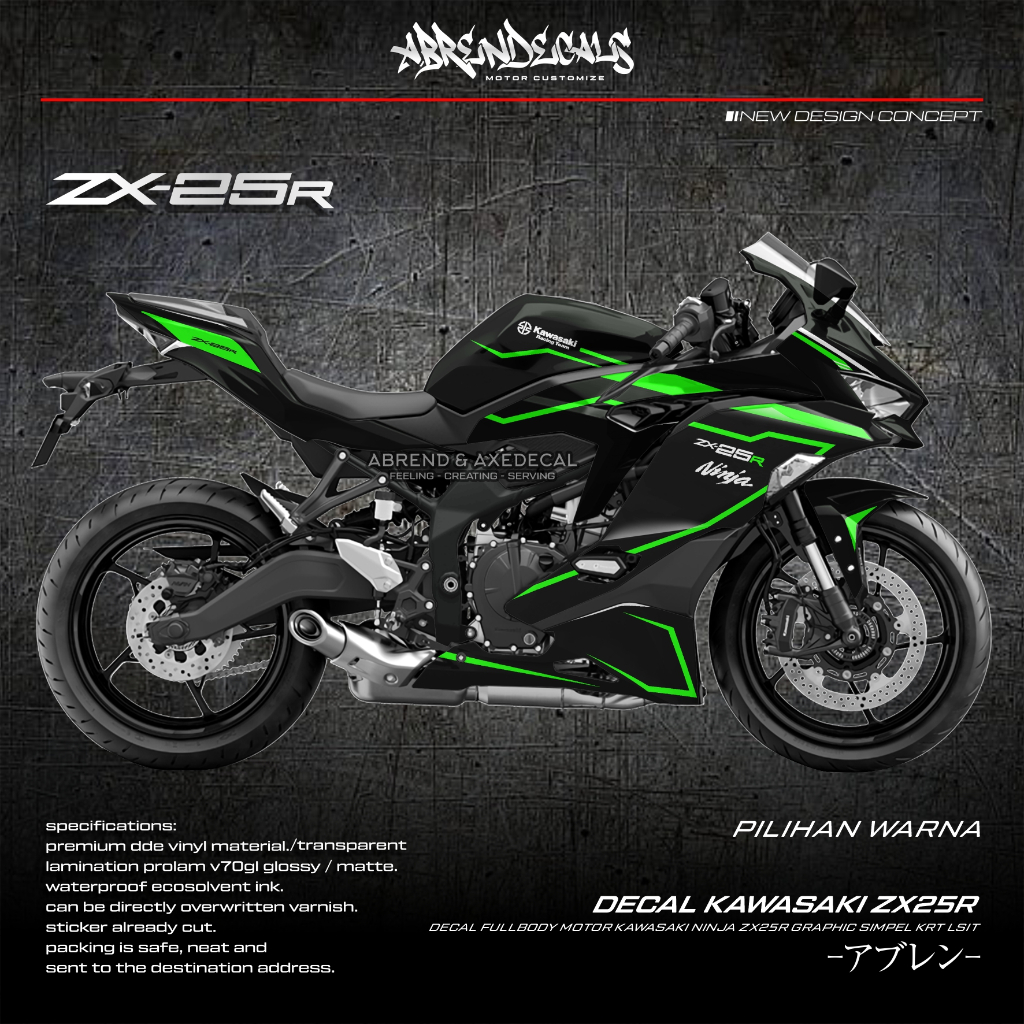 DECAL FULLBODY ZX25R GRAFIS SIMPEL / STIKER MOTOR KAWASAKI NINJA ZX25R / STOCK DECAL