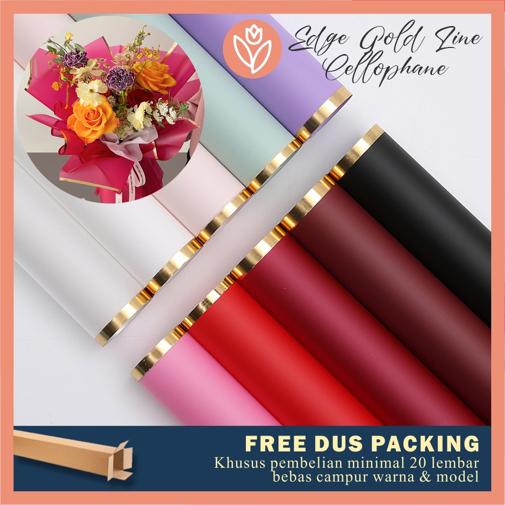 

TULIP PAPERIE ❤ EDGE GOLD LINE FLOWER WRAPPING PAPER CELLOPHANE KERTAS BUKET BUNGA COLOR TRANSPARENT