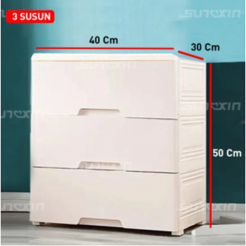 Promo PLASTIC STORAGE CABINET LEMARI/LACI PLASTIK Putih - 3 Susun Limited
