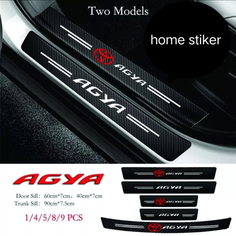 stiker karbon mobil Agya stiker cuting pelindung pintu pijakan kaki