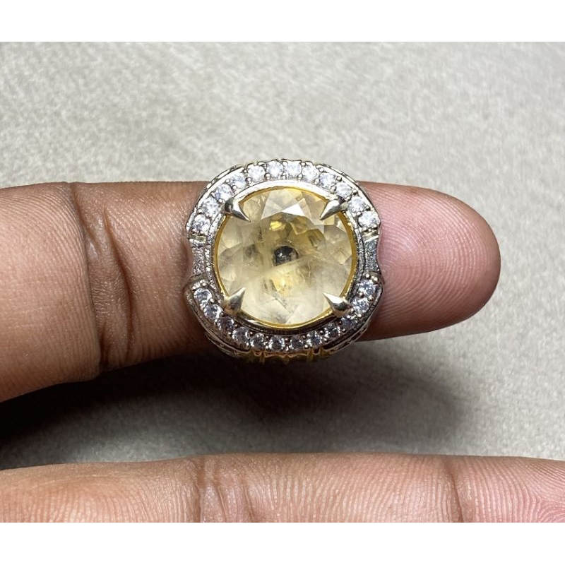 batu white topaz cincin natural colourless topaz dim 14mm