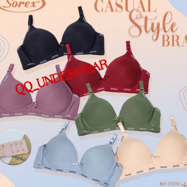 Diskon Bra Sorex 17232 Bh Tanpa Kawat Busa Tipis Cup Sedang Size 344 Kait 2  BH Sorex 17232 Super So