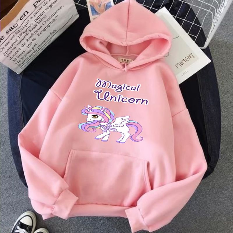 Sweater Hoodie Anak Perempuan Magical Unicorn Usia 5-15 Tahun