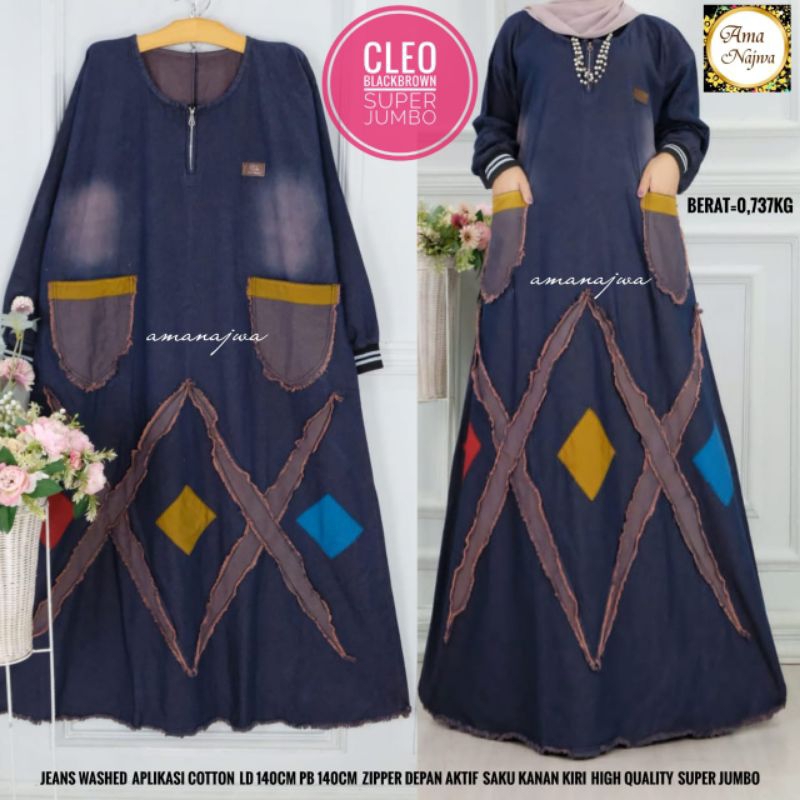 GAMIS JUMBO LD 140 cm  CLEO GAMIS JEANS WANITA