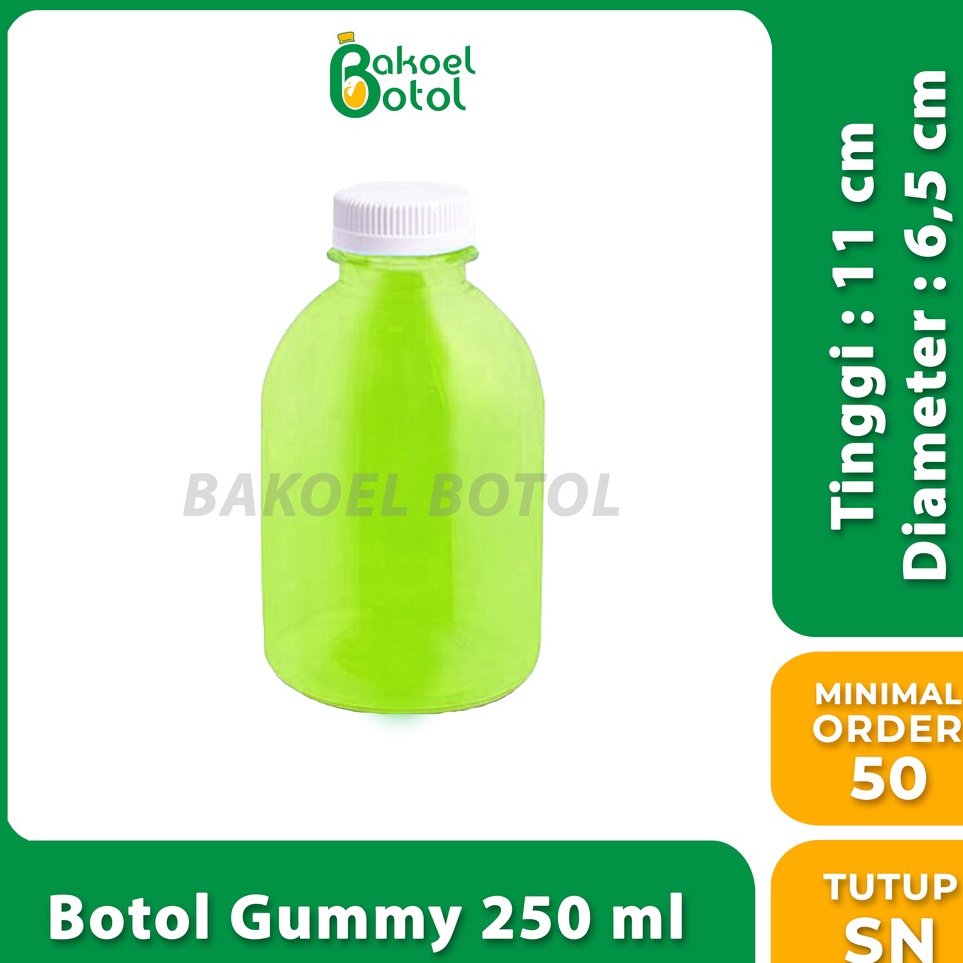 Top Productw3W7i Botol Gummy 250 ml MINIMAL 50 PCS  Botol Plastik 250 ml