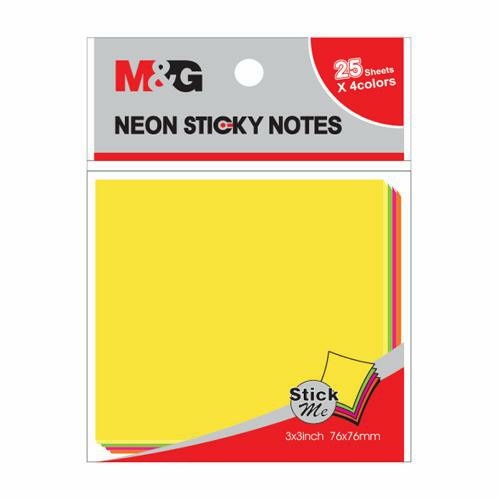 

TBMO M&G STICKY NOTES 3X3` 100S NEON COLOR (25SX4COLOR) 76X76MM - 106222/YS-183 / Sticky Note