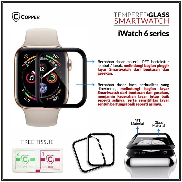 Tempered Glass iWatch Series 6 Full Glue