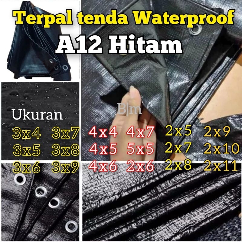 terpal lembaran type A12 3x4 4x4 2x6  hitam terpal tenda