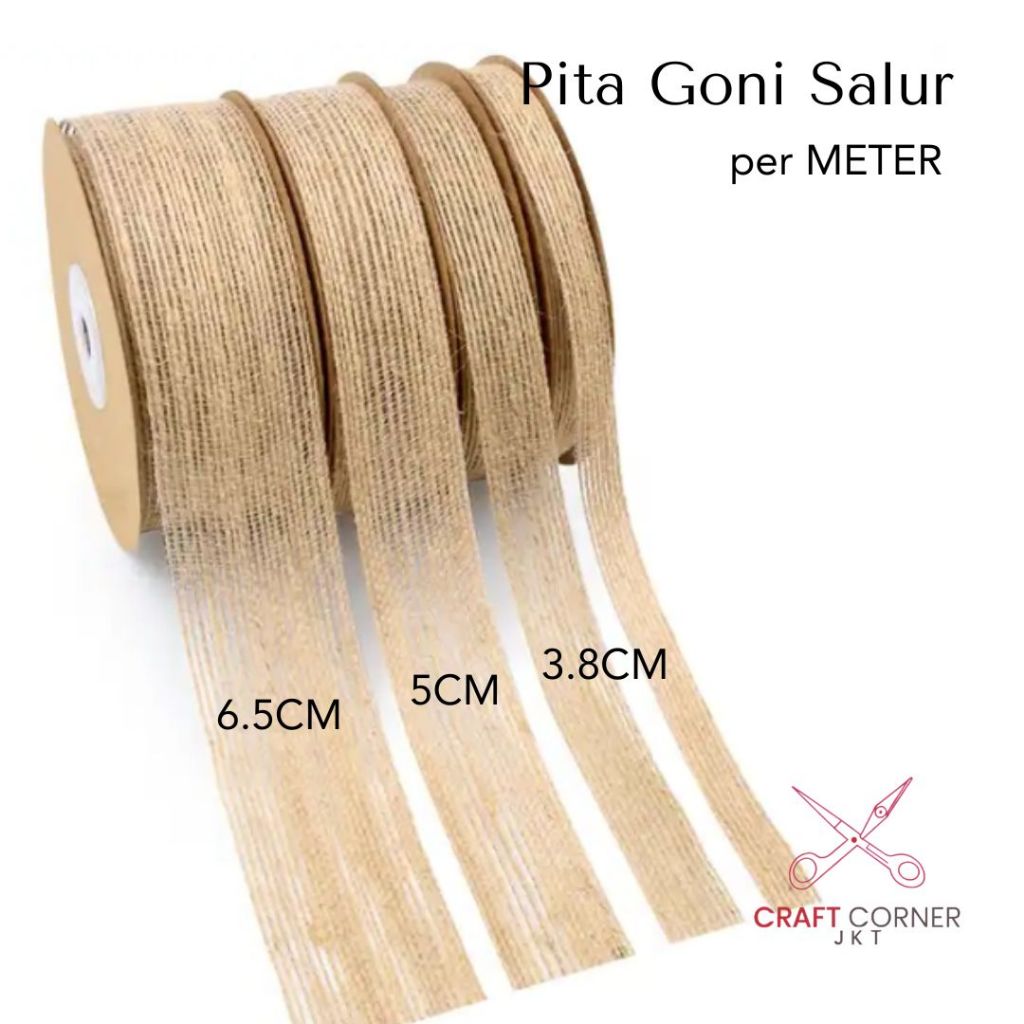 

[MTR] Pita Goni Salur Burlap Jute Lebar 3,8cm 5cm 6,5cm Rami