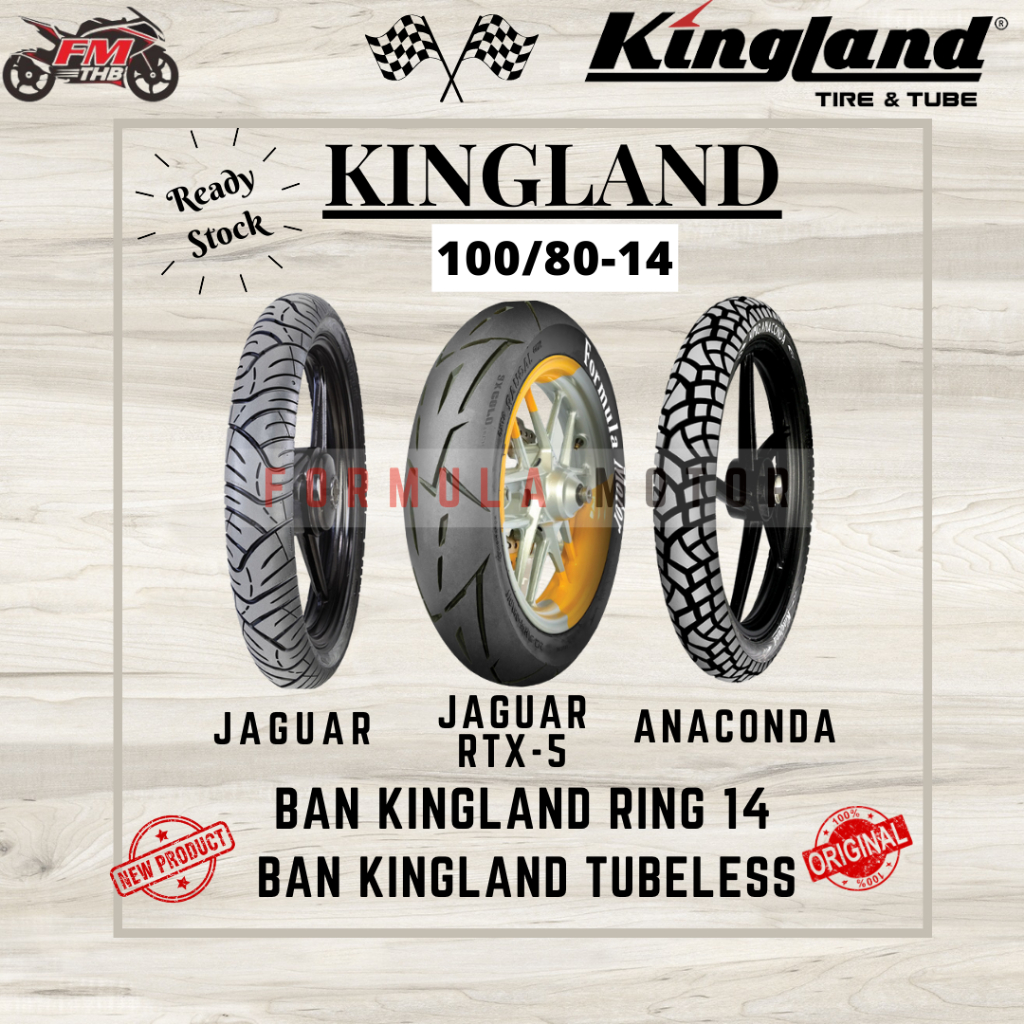 Ban Kingland 100/80-14 Tubles (Pilih Tipe) - Ban Depan PCX 150 - Ban Belakang Vario 150/Mio GT/Fino 125 - Ban Motor Matic Ring 14 Tubles