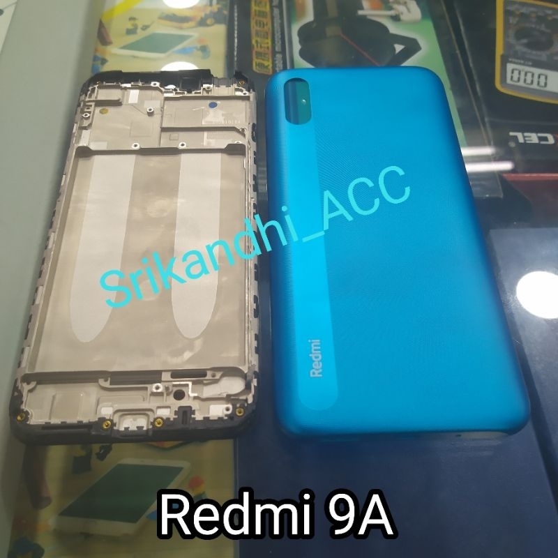 Kessing Hausing Cessing Fullset Frame Lcd Xiaomi Redmi 9A Backdoor tutup belakang + Frame tulang ten